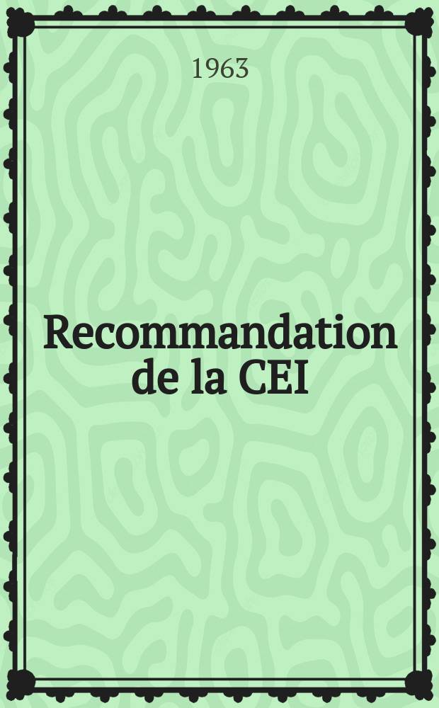 Recommandation de la CEI : Publication. 41 : (Code international concernant les essais de réception surplace des turbines hydrauliques)