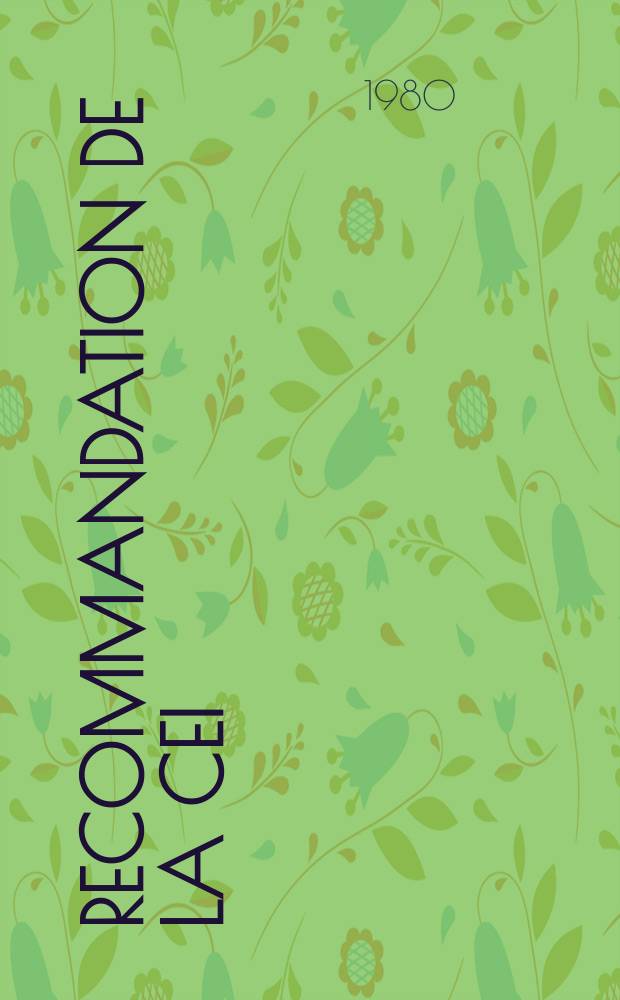 Recommandation de la CEI : Publication. 34–12 : (Machines électriques tournantes)