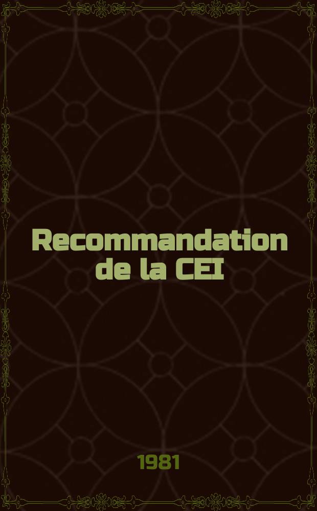 Recommandation de la CEI : Publication. 34&ndash;5 : (Machines &eacute;lectriques tournantes)