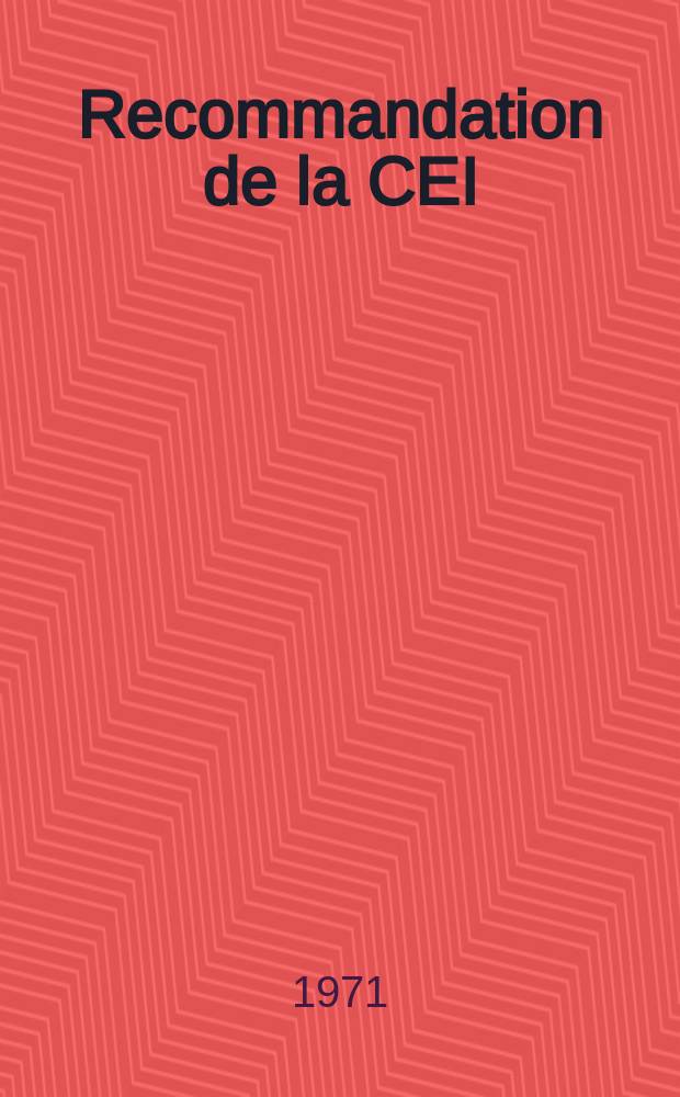 Recommandation de la CEI : Publication. 72 : Dimmensions et puissances des machines électriques tournantes