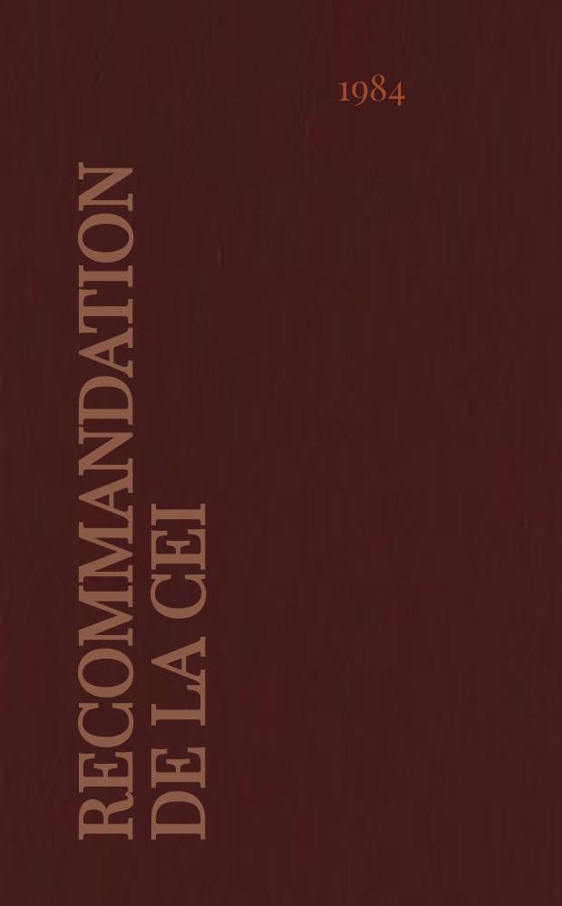 Recommandation de la CEI : Publication. 79–11 : Matériel électrique pour atmosphères explosives