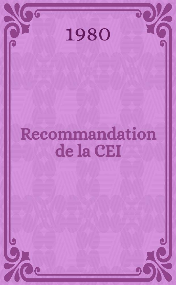 Recommandation de la CEI : Publication. 50(431) : Vocabulaire électrotechnique international