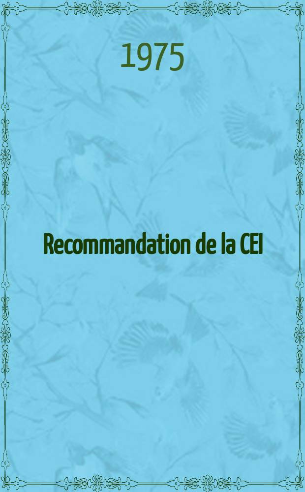Recommandation de la CEI : Publication. 50(351) : Vocabulaire électrotechnique international