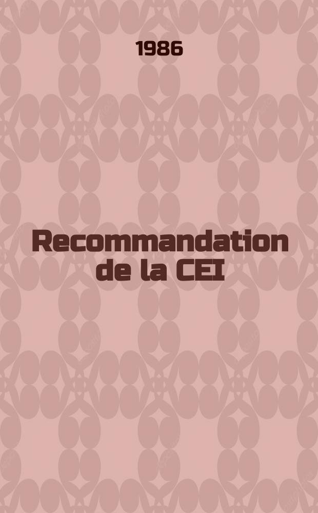 Recommandation de la CEI : Publication. 50(321) : Vocabulaire électrotechnique international