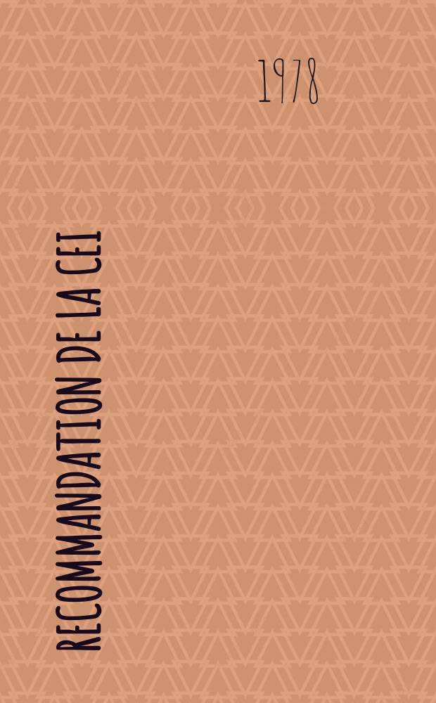 Recommandation de la CEI : Publication. 50(151) : Vocabulaire électrotechnique international