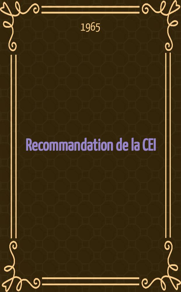 Recommandation de la CEI : Publication. 92–4 : Installations électriques à bord des navires