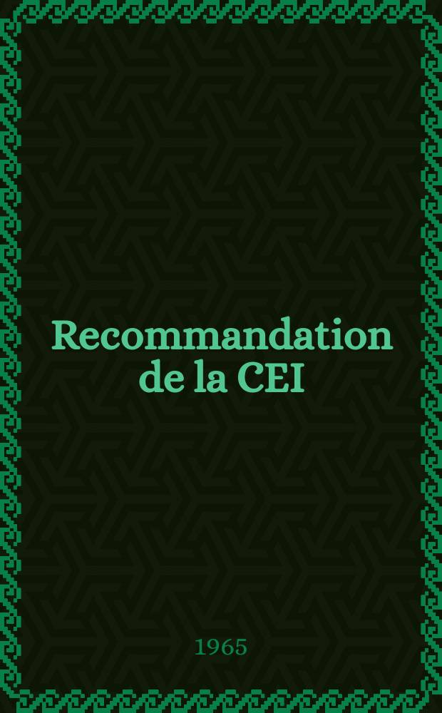 Recommandation de la CEI : Publication. 92–5 : Installations électriques à bord des navires
