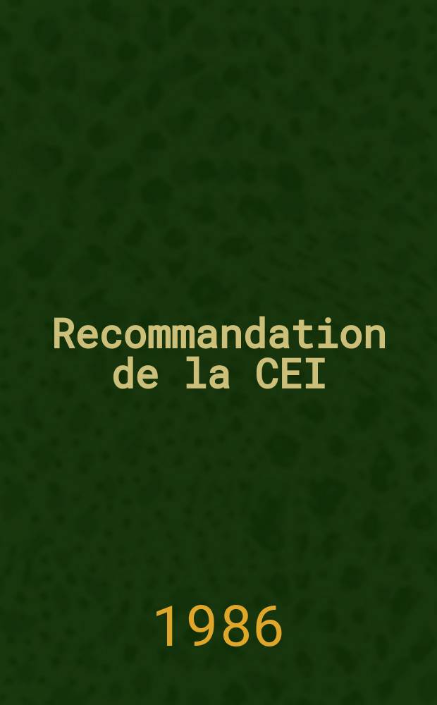 Recommandation de la CEI : Publication. 94–4 : Systèmes d'enregistrement et de lecture sur bandes magnétiques : dimensions et caractéristiques