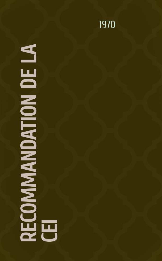 Recommandation de la CEI : Publication. 99–1 : Parafoudres