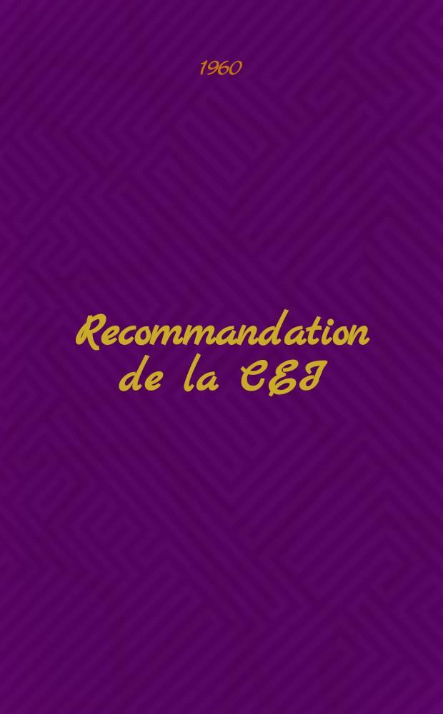 Recommandation de la CEI : Publication. 50(50) : Vocabulaire électrotechnique international
