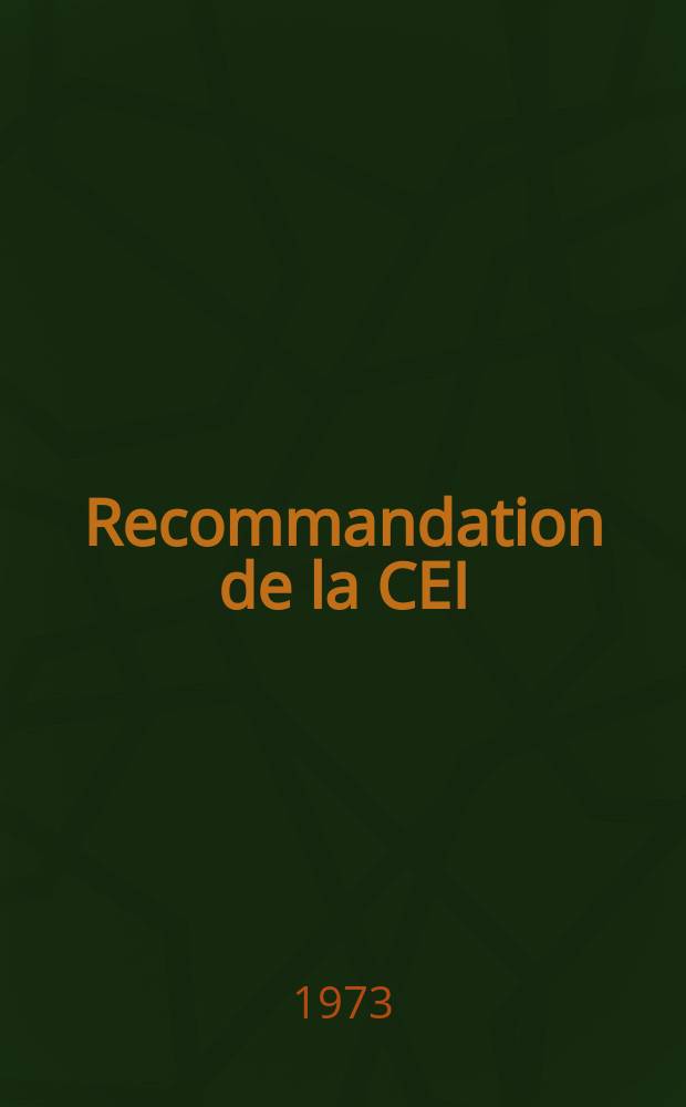 Recommandation de la CEI : Publication : Recommandation concernant les condensateurs pour les installations de génération de chaleur par induction soumis à des fréquences comprises entre 40 et 24000Hz