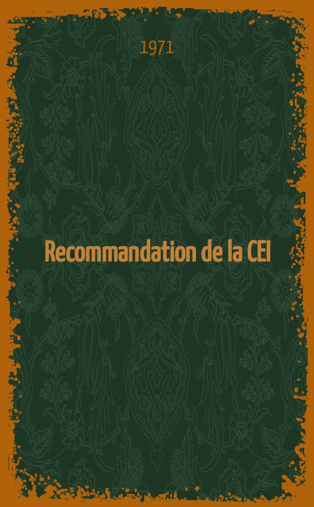 Recommandation de la CEI : Publication : Méthodes recommandées pour déterminer l'indice de résistance au cheminement des matériaux isolants solides dans conditions humides
