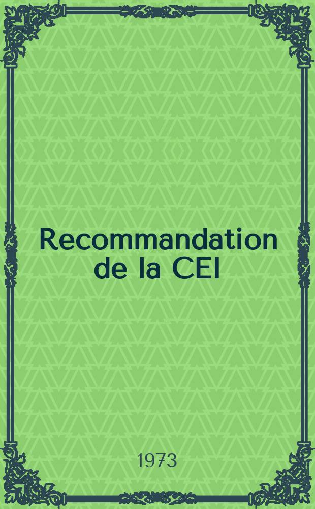 Recommandation de la CEI : Publication : (Coupleur de référence de la CEI pour la mesure des appareils de correction auditive utilisant des écouteurs couples à l'oreille par des embouts)