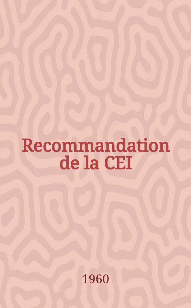 Recommandation de la CEI : Publication. 52 : Recommandations pour la mesure des tensions au moyen d'éclateurs à sphères (une sphère à latterne)