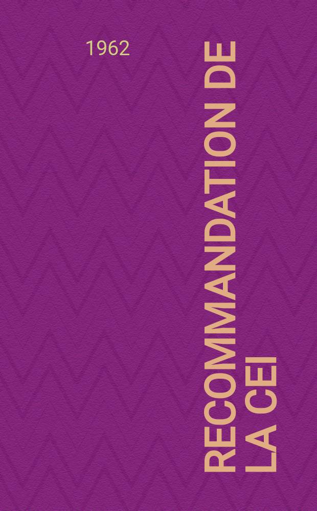 Recommandation de la CEI : Publication : Connecteurs utilises aux fréquences jusqu'à 3MHz