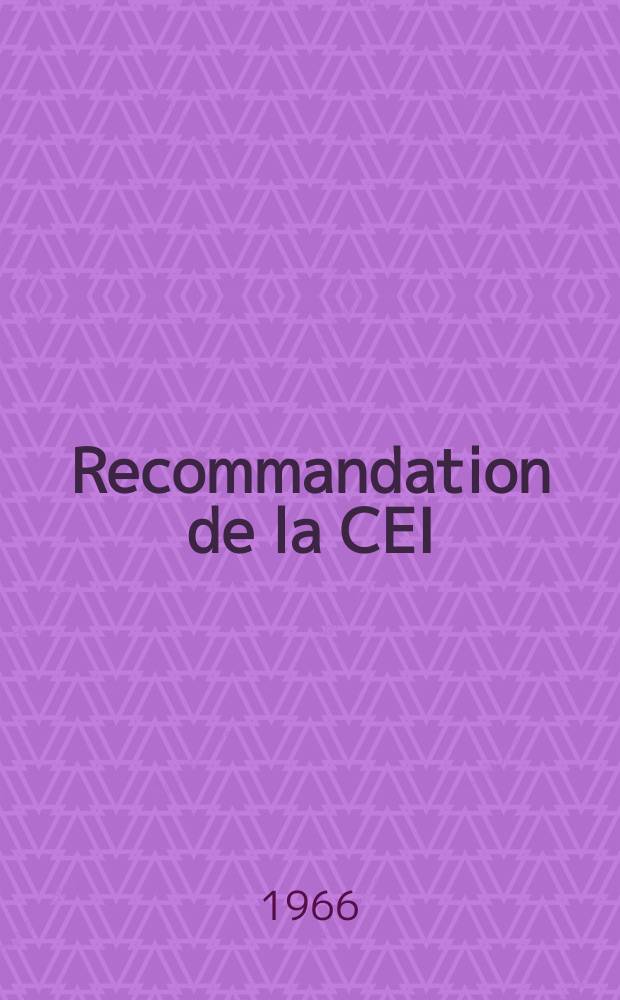 Recommandation de la CEI : Publication : Connecteurs utilises aux fréquences jusqu'à 3MHz