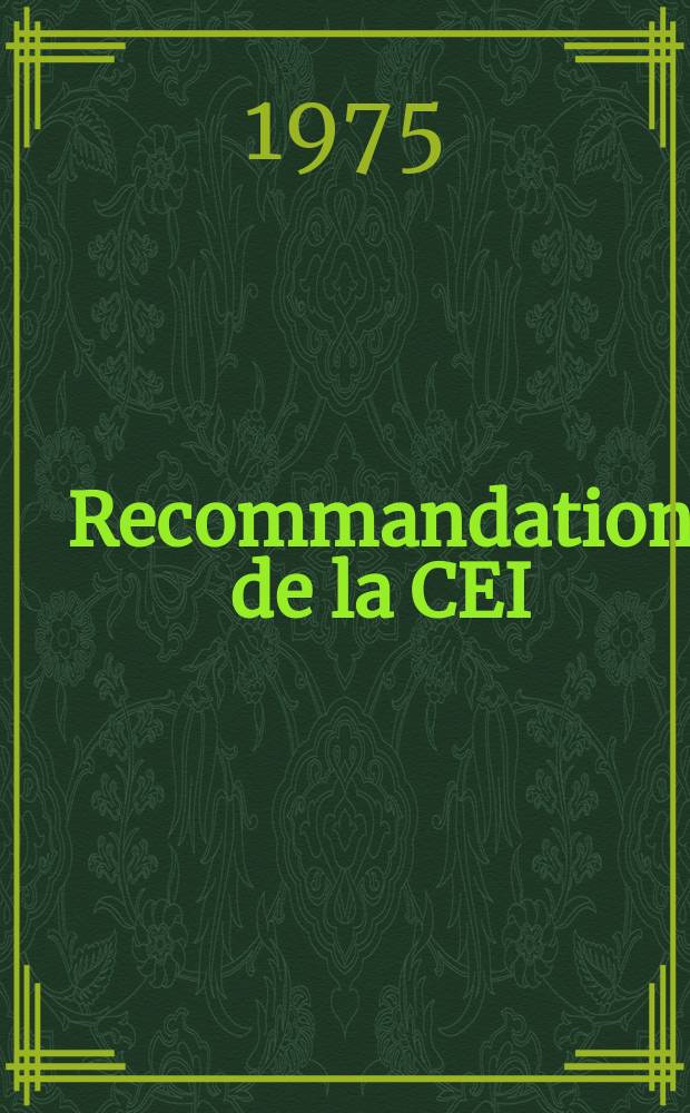 Recommandation de la CEI : Publication. 130–9A : Connecteurs utilises aux fréquences jusqu'à 3MHz