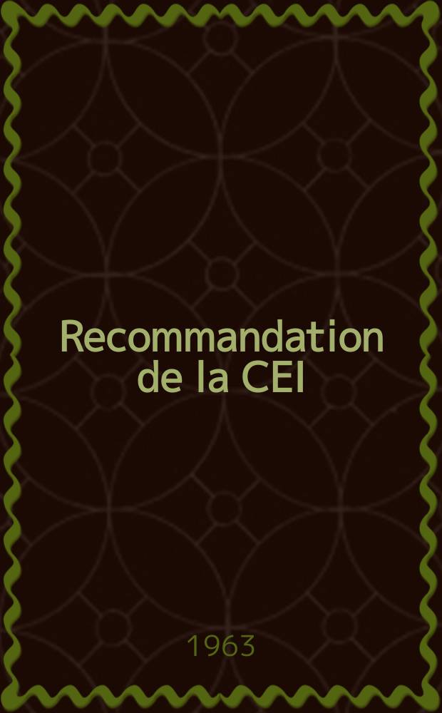 Recommandation de la CEI : Publication : Condensateurs - série destines à être installes sur des réseaux