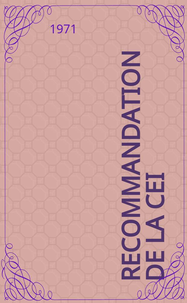 Recommandation de la CEI : Publication. 149–2C : (Complément 3)