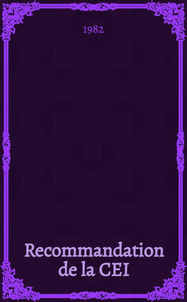 Recommandation de la CEI : Publication : Brides pour quides d' ondes
