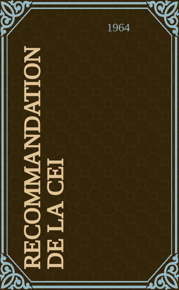 Recommandation de la CEI : Publication : Appareillage de distribution à basse tension