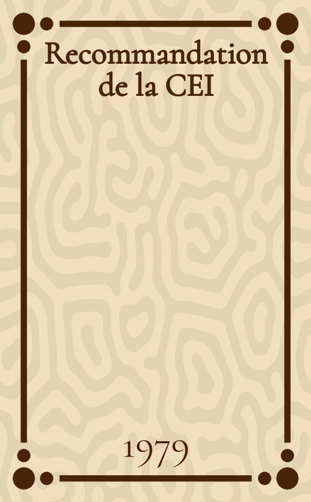 Recommandation de la CEI : Publication : Essais des supports isolants et éléments de colonnes d' intérieur et d' extérieur, destines à des installations de tension nominale supérieure à 1000 V