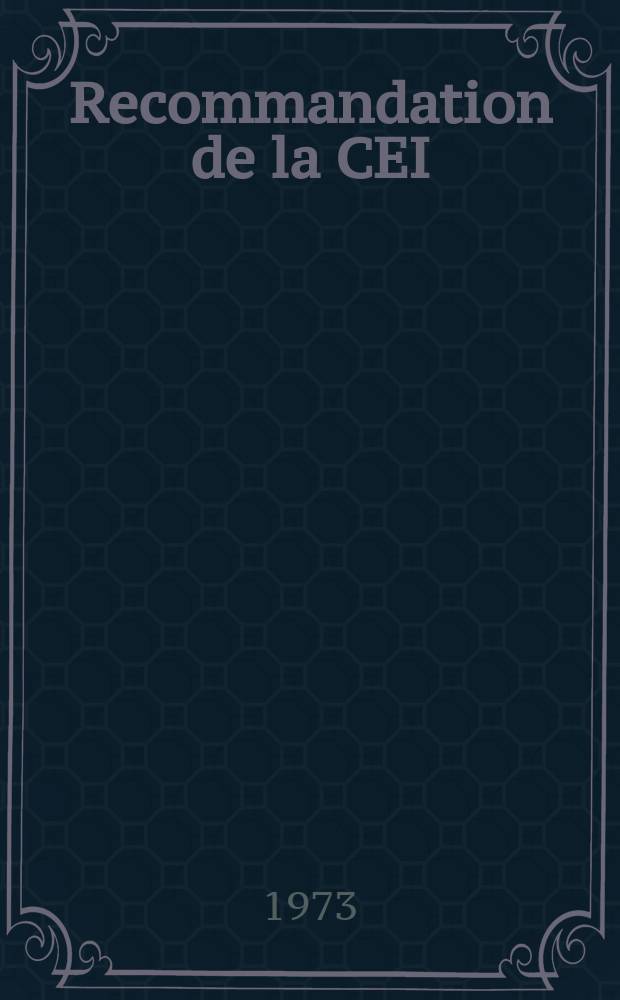 Recommandation de la CEI : Publication : Sonomètres de précision