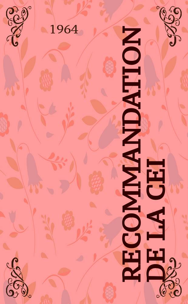 Recommandation de la CEI : Publication : Dimensions de base des fils de bobinage