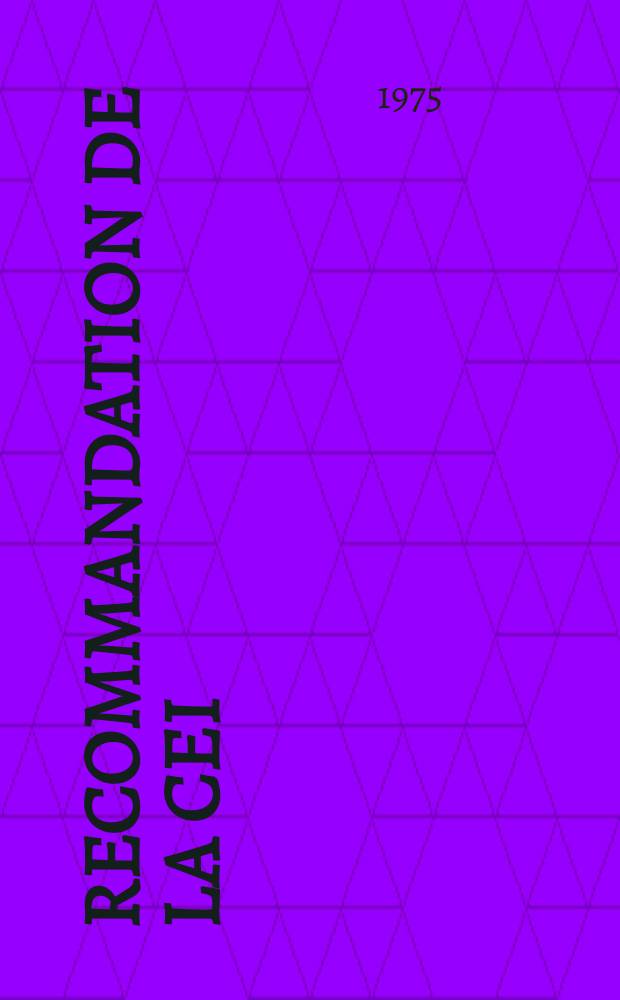 Recommandation de la CEI : Publication. 204–1B : Equipement électrique des machines-outils