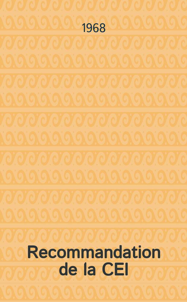 Recommandation de la CEI : Publication. 77 : Règles applications à l'appareillage électrique de traction