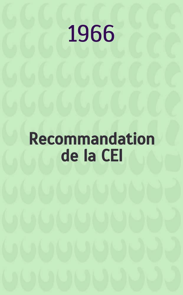 Recommandation de la CEI : Publication : Essais de choc de câbles et de leurs accessoires