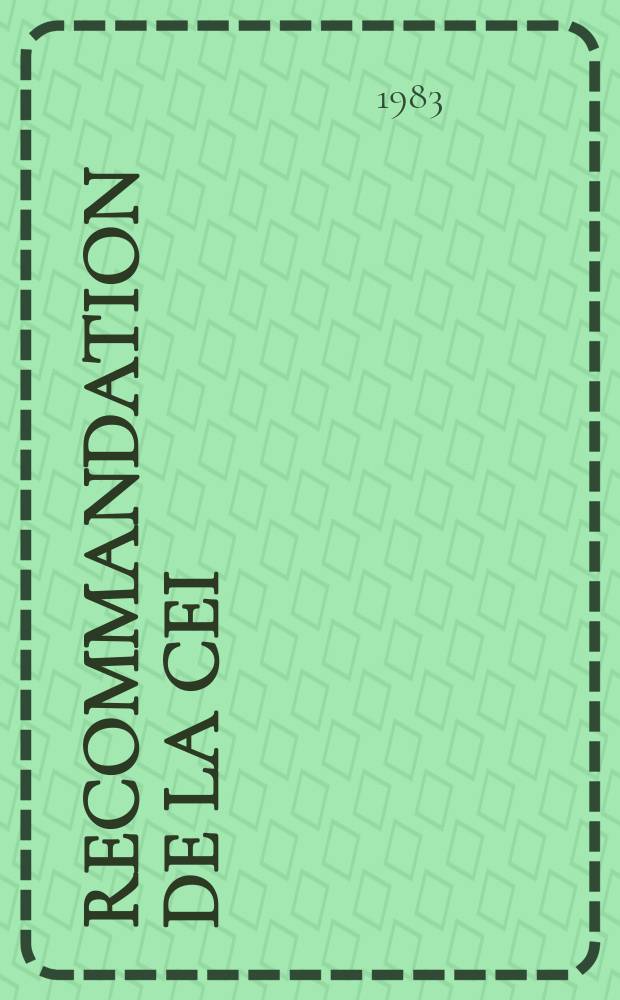 Recommandation de la CEI : Publication : Interrupteurs à haute tension