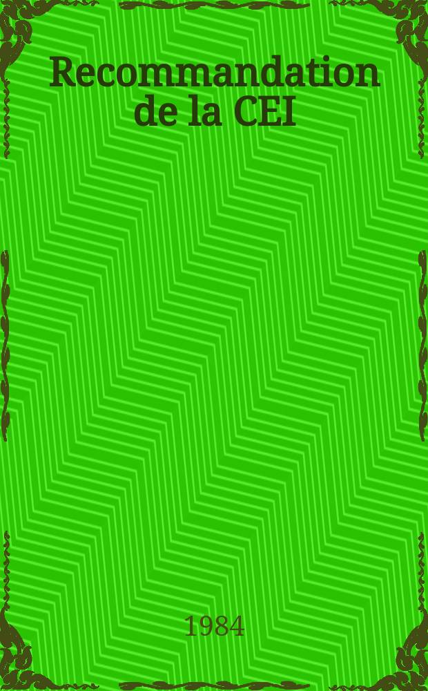 Recommandation de la CEI : Publication. 320–2–1 : Connecteurs pour usages domestiques et usages généraux analogues