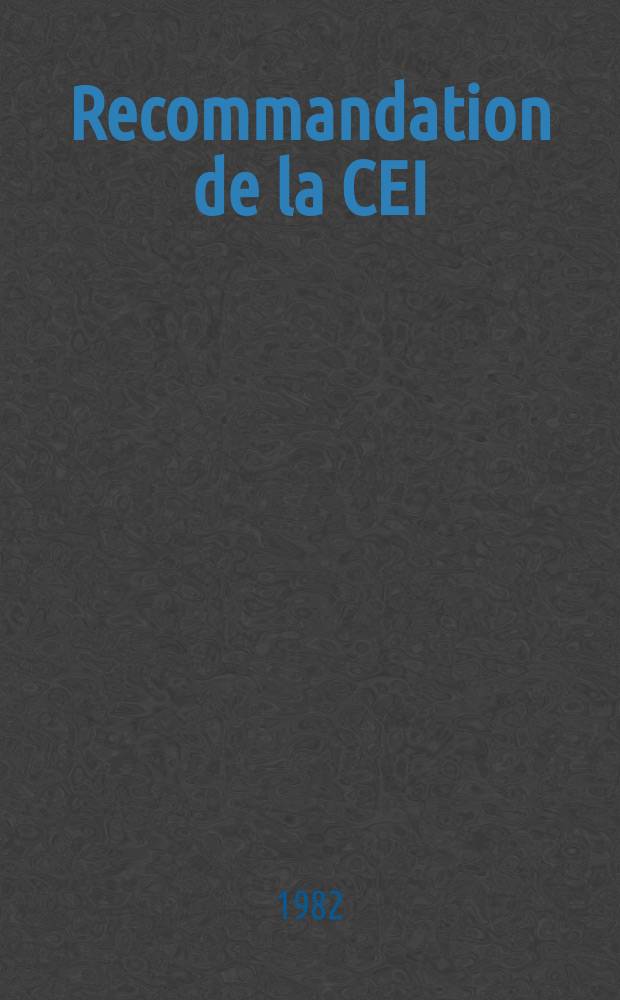 Recommandation de la CEI : Publication. 335–2–6 : Sécurité des appareils électrodomestiques et analogues