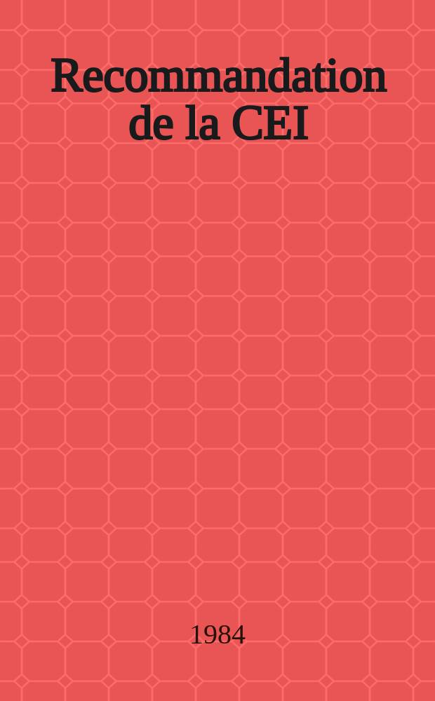 Recommandation de la CEI : Publication. 335–2–7 : Sécurité des appareils électrodomestiques et analogues