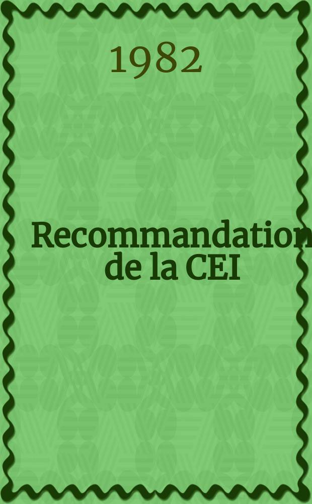 Recommandation de la CEI : Publication. 335–2–36 : Sécurité des appareils électrodomestiques et analogues