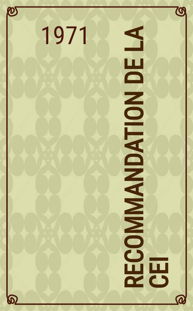 Recommandation de la CEI : Publication : Equipements pour syst&egrave;mes &eacute;lectroacoustiques