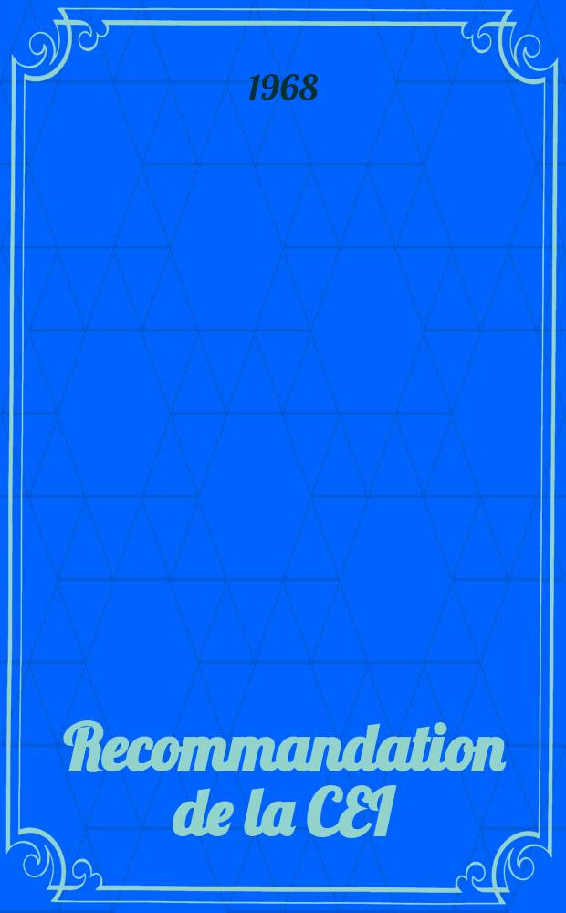 Recommandation de la CEI : Publication : Dimensions des supports isolants et &eacute;l&eacute;ments de supports isolants d' int&eacute;rieur et d' ext&eacute;rieur destin&eacute;s &agrave; des installations de tension nominale sup&eacute;rieure &agrave; 1000 V