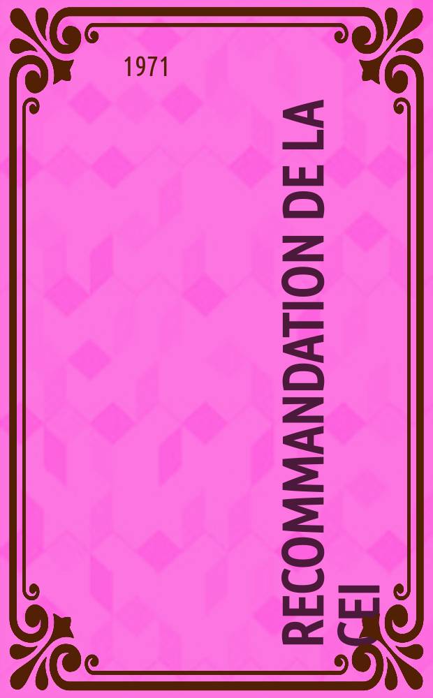 Recommandation de la CEI : Publication : Définitions normalisées et méthodes de mesures pour les résonateurs piézo-électriques de fréquences inférieures à 30 MHz