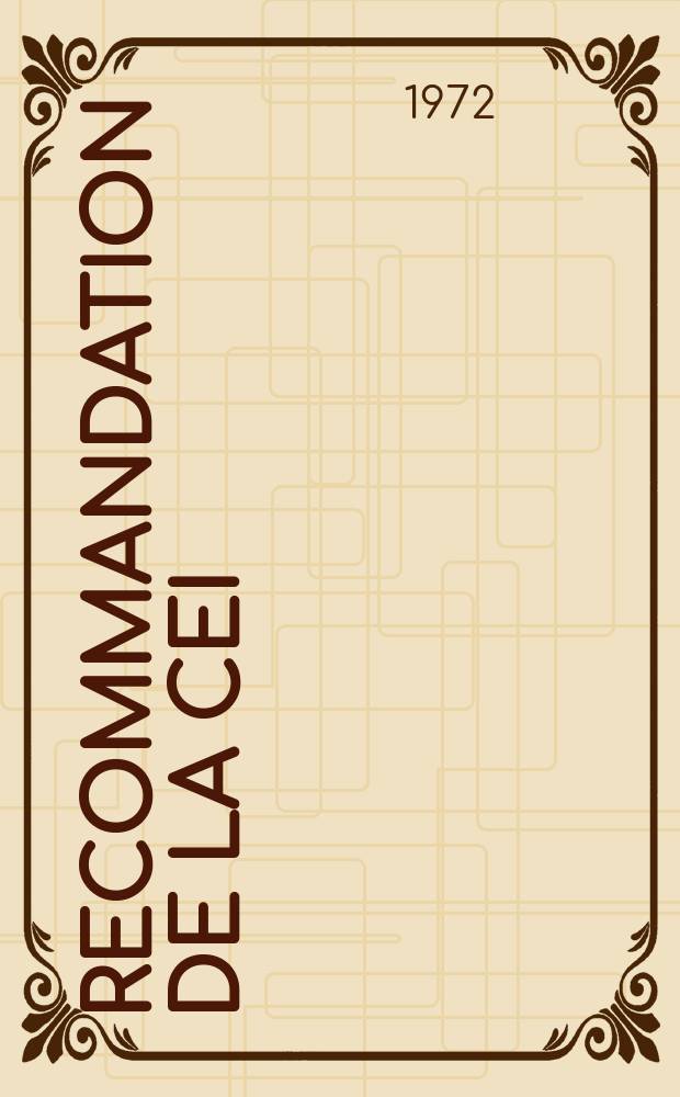 Recommandation de la CEI : Publication : Auxiliaires de commande (appareils de connexion &agrave; basse tension ...)