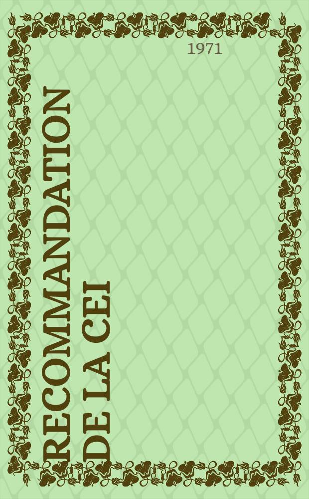 Recommandation de la CEI : Publication : Méthodes de mesure de l'aptitude à la fonction des cuisinières et fours électriques pour usage domestique