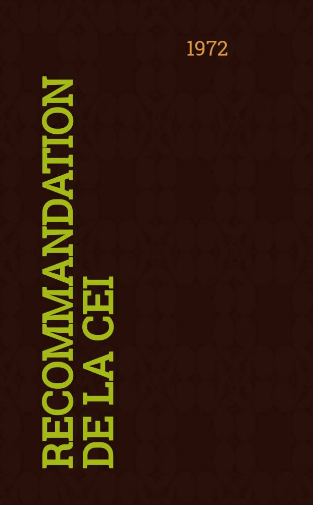 Recommandation de la CEI : Publication : Interrupteurs &agrave; basse tension dans l'air, sectionneurs &agrave; basse tension dans l'air, interrupteurs- sectionneurs &agrave; basse tension ...