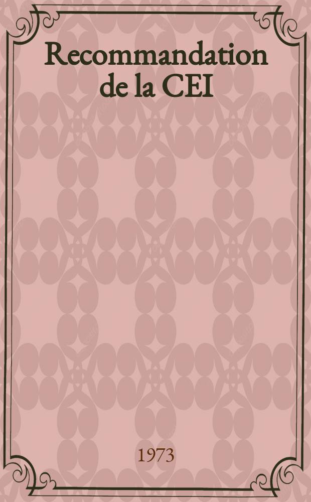 Recommandation de la CEI : Publication : Méthode de mesure de la non- linéarité des résistances