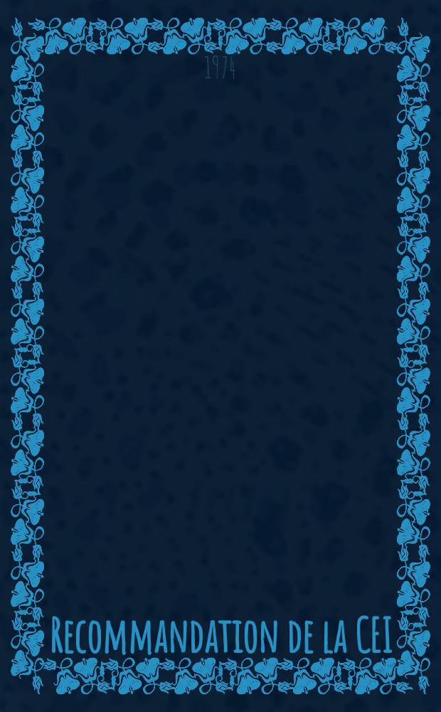 Recommandation de la CEI : Publication : Spécification relative aux composes résineux polymérisables sans solvant utilises comme isolants électriques