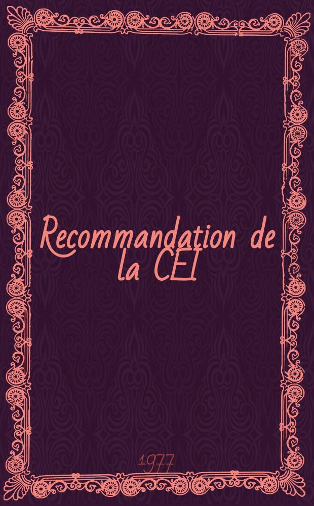 Recommandation de la CEI : Publication : Spécification relative aux composes résineux polymérisables sans solvant utilises comme isolants électriques