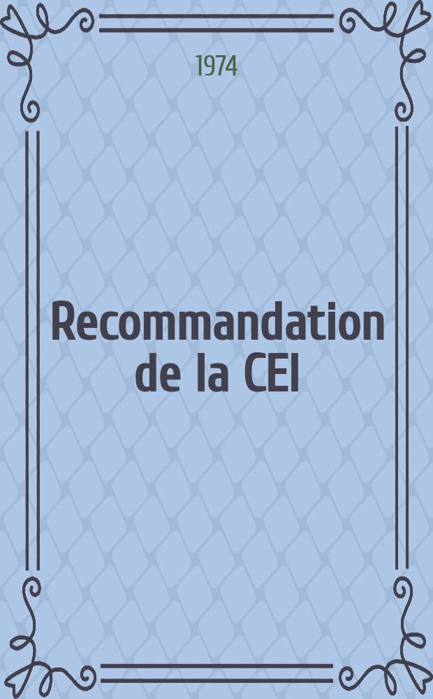 Recommandation de la CEI : Publication : Ballasts transistorises pour lampes à fluorescence