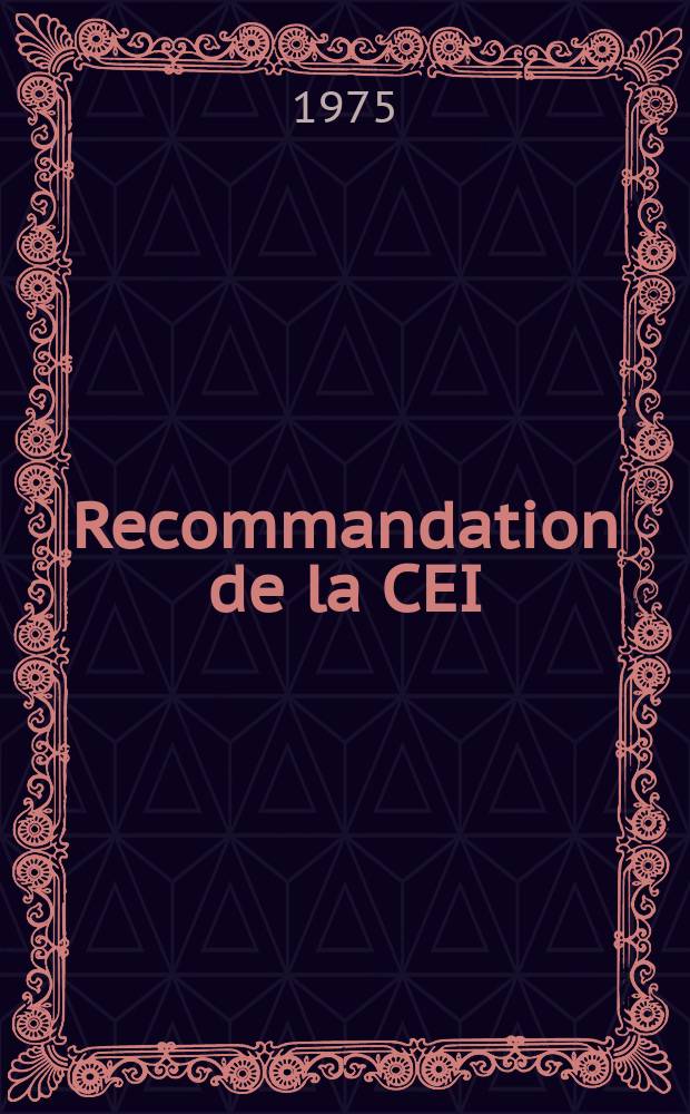 Recommandation de la CEI : Publication : Règles de sécurité pour le matériel de soudage à l' arc Prises de courant, connecteurs et prolongateurs de câbles de soudage