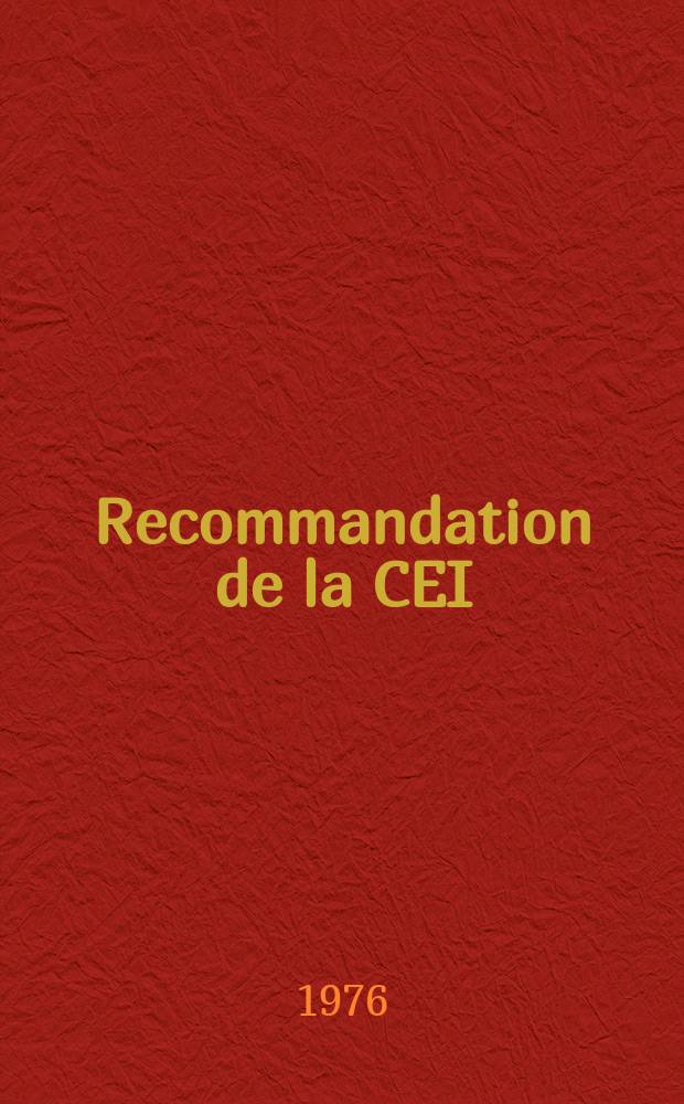 Recommandation de la CEI : Publication : Classification des matériels électriques et électroniques en ce qui concerne la protection contre les chocs électriques
