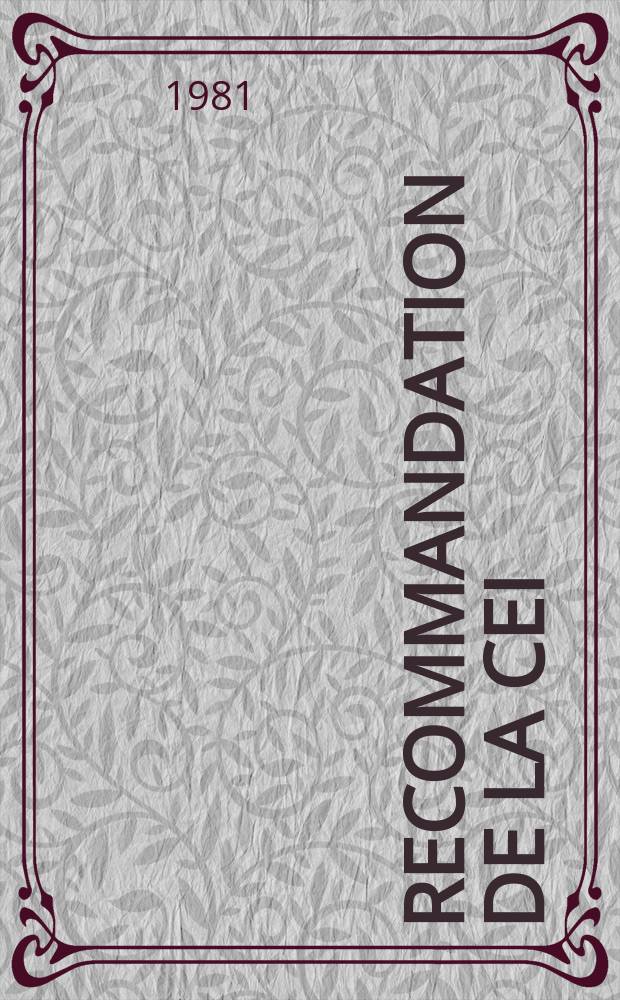 Recommandation de la CEI : Publication : Câbles à isolant minéral de tension nominale ne dépassant pas 750 V