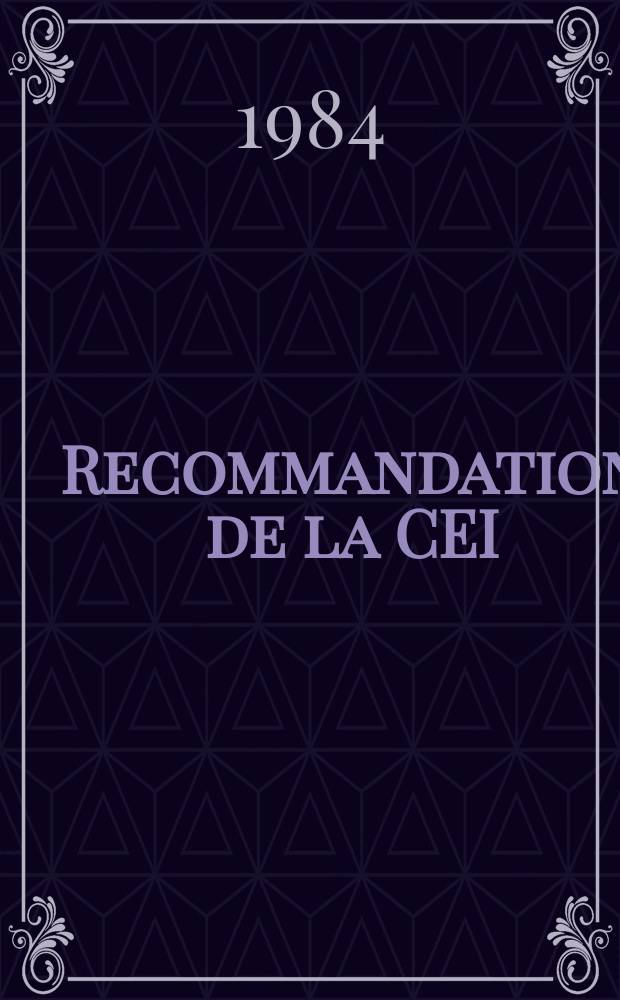 Recommandation de la CEI : Publication : Evaluation des performances de systèmes d'isolation à partir de l' expérience en service et des résultats d'essais fonctionnels
